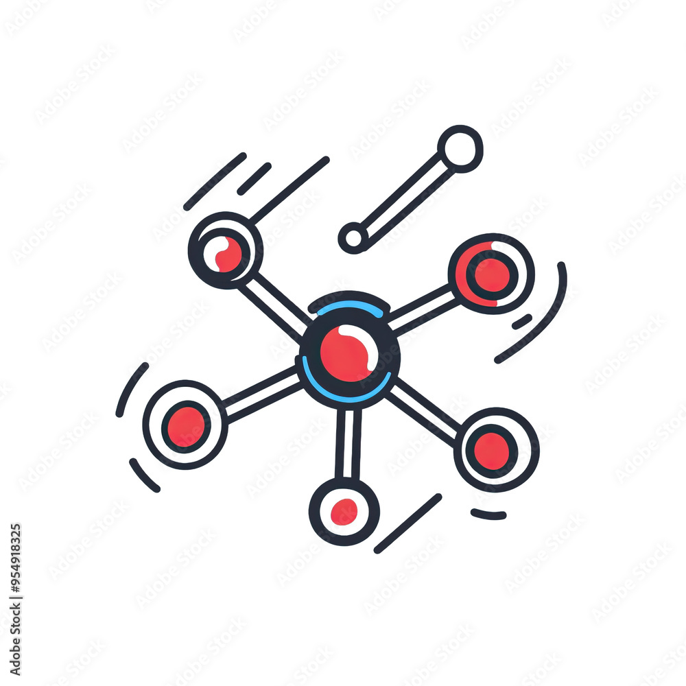 Abstract illustration of a molecular structure with interconnected nodes representing science and technology concepts. Abstract illustration of a molecular structure with interconnected nodes representing science and technology concepts.
