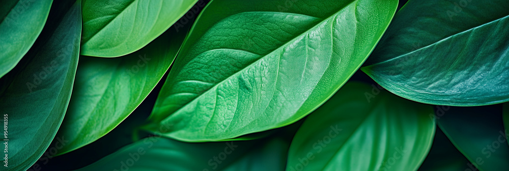 Lush green leaves creating a natural tapestry in a serene indoor setting with soft lighting Lush green leaves creating a natural tapestry in a serene indoor setting with soft lighting