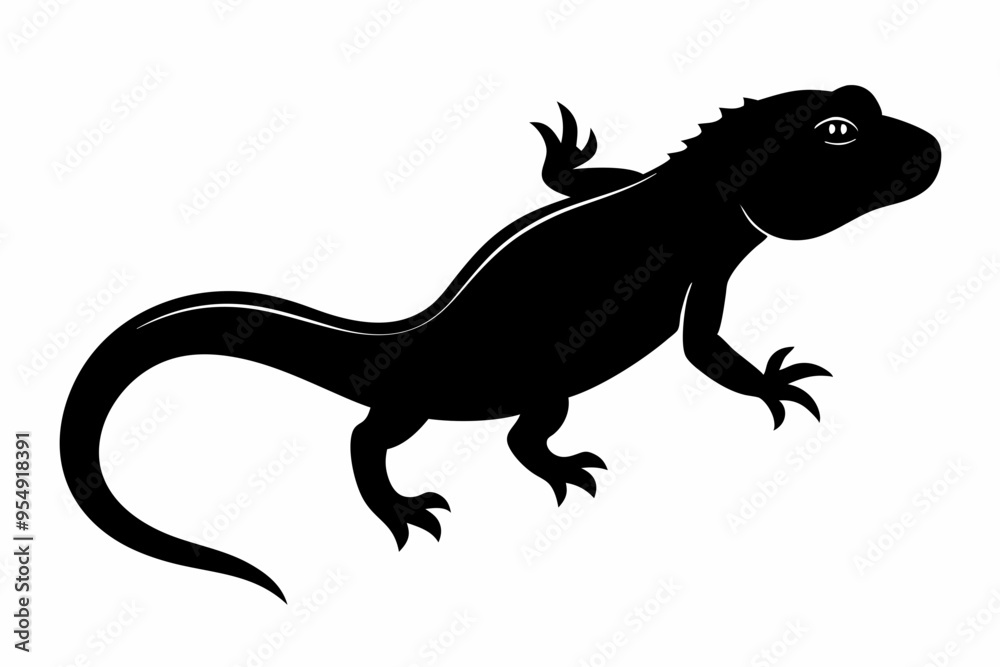 Fototapeta premium Lizard vector silhouette illustration, lizard icon