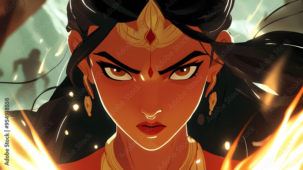Naklejka premium Fierce Warrior Woman.