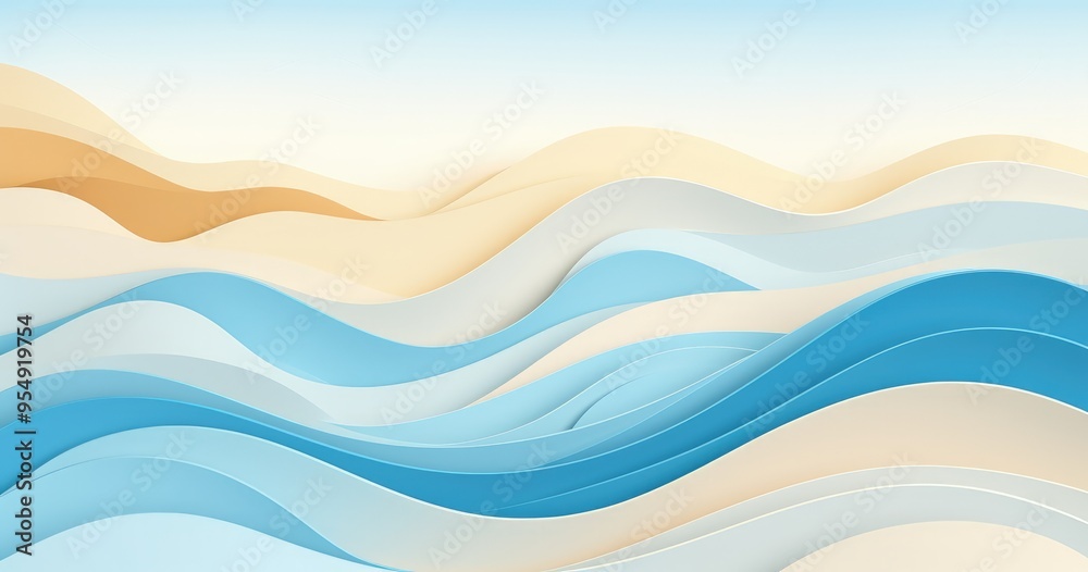 A serene abstract landscape featuring flowing waves in soft colors, evoking calmness and tranquility. A serene abstract landscape featuring flowing waves in soft colors, evoking calmness and tranquility.