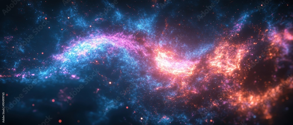 Abstract Cosmic Nebula with Blue and Orange Glowing Dust - Futuristic Space Background. Abstract Cosmic Nebula with Blue and Orange Glowing Dust - Futuristic Space Background.