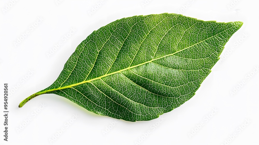 Obraz premium Closeup of a Green Leaf with Veins.
