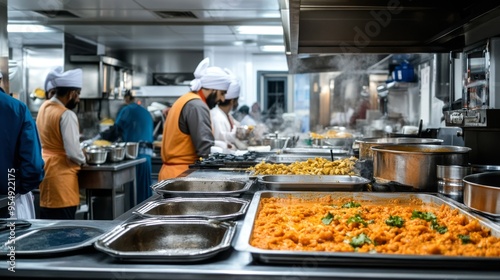 Bustling Sikh Temple Kitchen Preparing Langar Communal Meal 