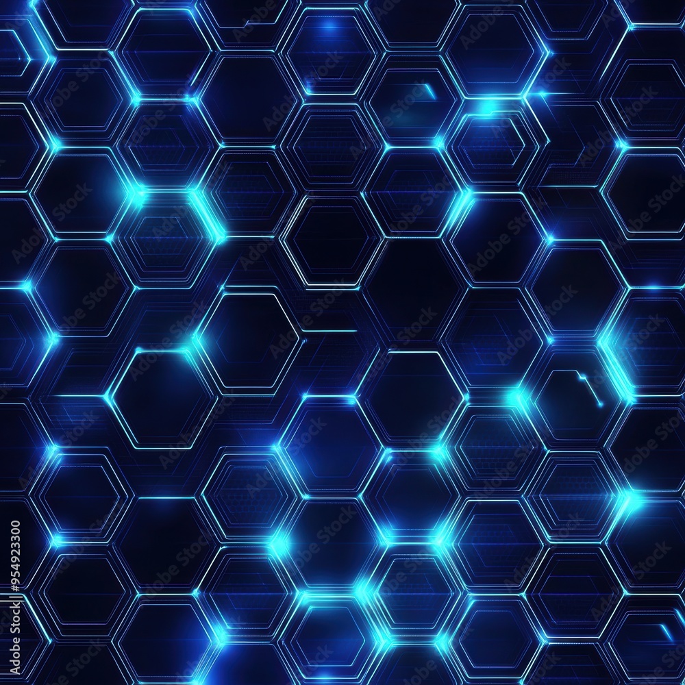 Abstract Futuristic Hexagon Pattern with Glowing Blue Lines and Dark Background. Abstract Futuristic Hexagon Pattern with Glowing Blue Lines and Dark Background.
