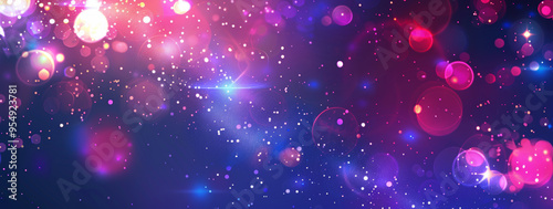 Wallpaper Mural Abstract christmas festive new years galaxy background with stars and bokeh lights. Dark blue, purple, and red color palette. Wide banner. Torontodigital.ca