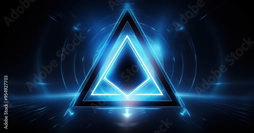 Wallpaper Mural A futuristic triangular design featuring glowing blue lines and a central diamond shape, evoking a sense of technology and depth. Torontodigital.ca