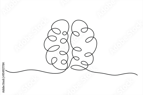 Continuous one line drawing of human brain. Hand drawn minimalism style. brain line art vector illustration