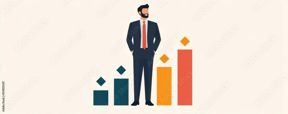 Team leader presenting performance achievements, motivating the team, flat design illustration Team leader presenting performance achievements, motivating the team, flat design illustration