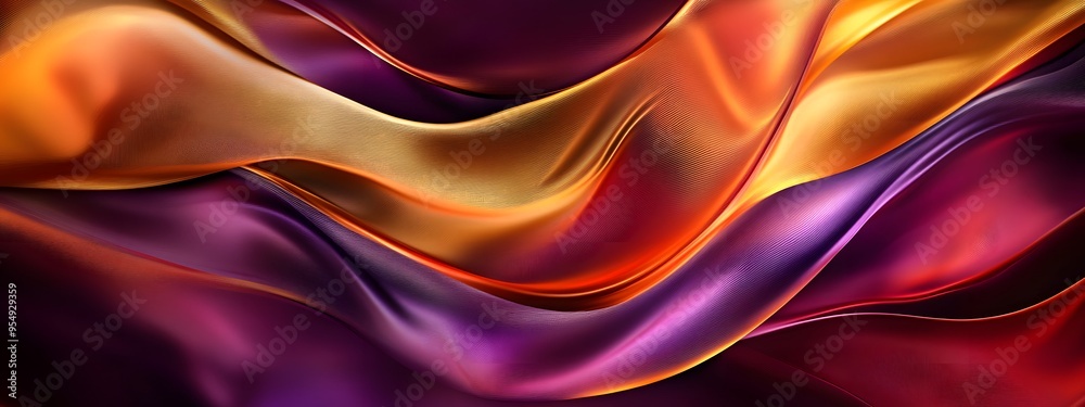Obraz premium An abstract composition of vibrant colors and shapes, capturing the fluidity and elegance of silk fabric in motion