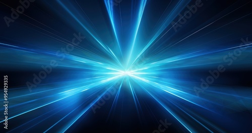 A dynamic burst of blue light radiating outward, creating a sense of energy and motion.