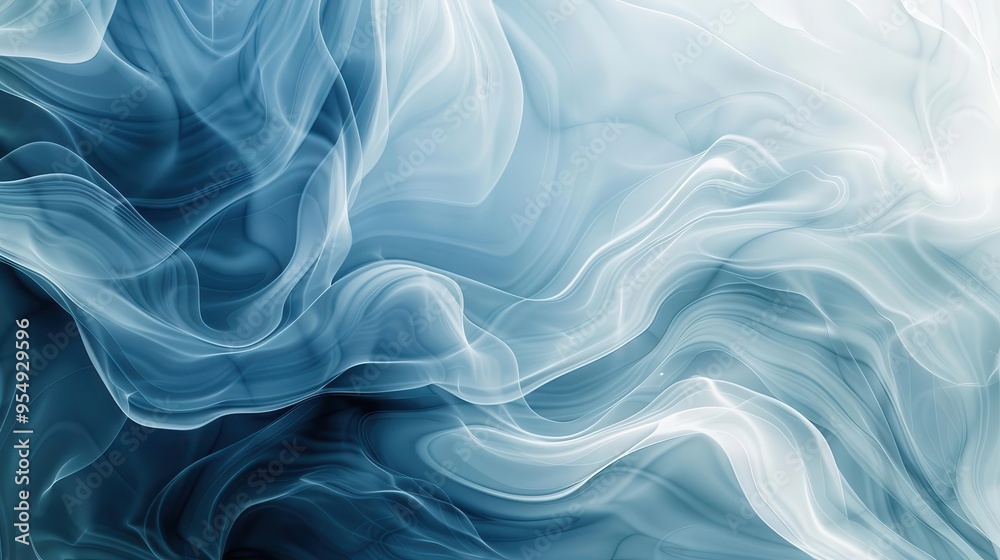 abstract fluid background swirling patterns of white and blue soft dreamy quality with smooth gradients calming ethereal design suitable for various applications