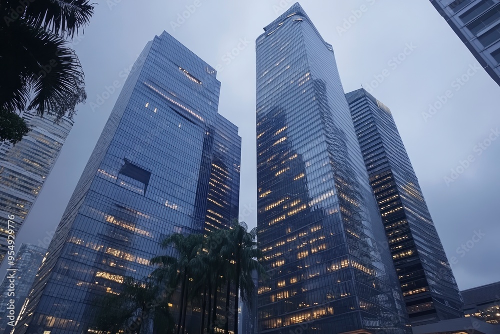 Fototapeta premium high rise buildings in office area , ai