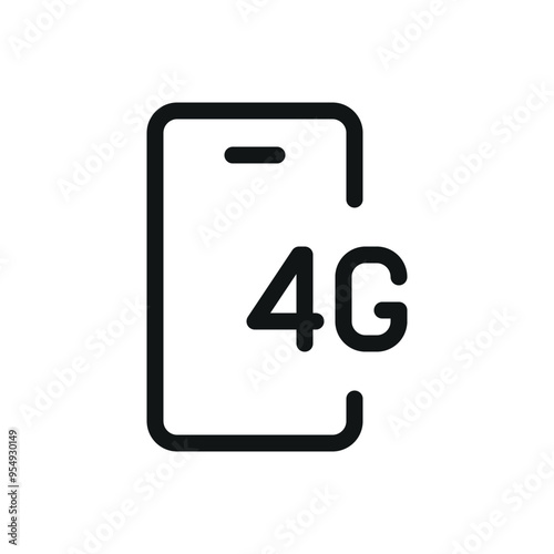 4G mobile phone isolated icon, 4G smartphone label vector symbol with editable stroke