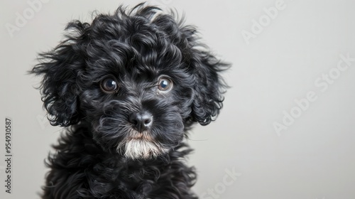 adorable maltipoo puppy with fluffy fur and expressive eyes posed against a plain background to highlight the dogs cute features and teddy bearlike appearance