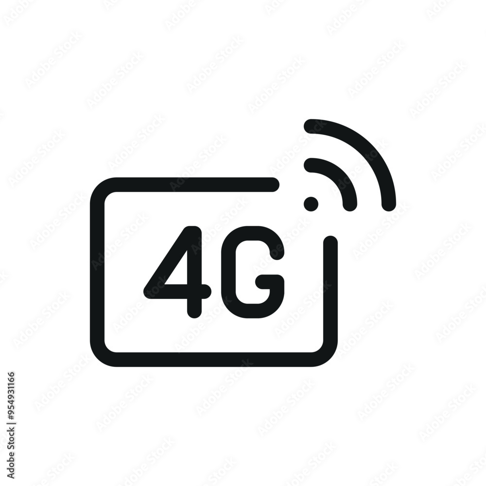 4G sim card isolated icon, 4G technology label vector symbol with editable stroke 4G sim card isolated icon, 4G technology label vector symbol with editable stroke