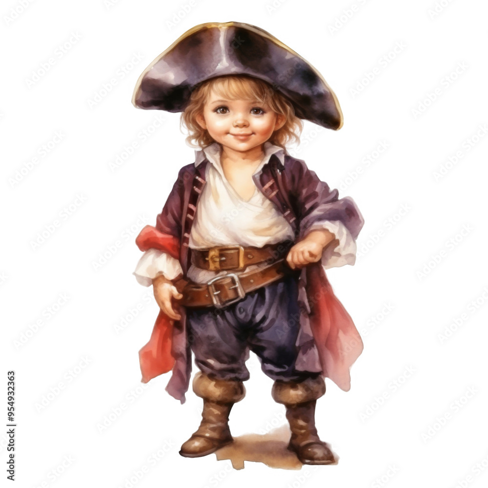 A Young Boy Dressed as a Pirate with a Red Scarf A Young Boy Dressed as a Pirate with a Red Scarf