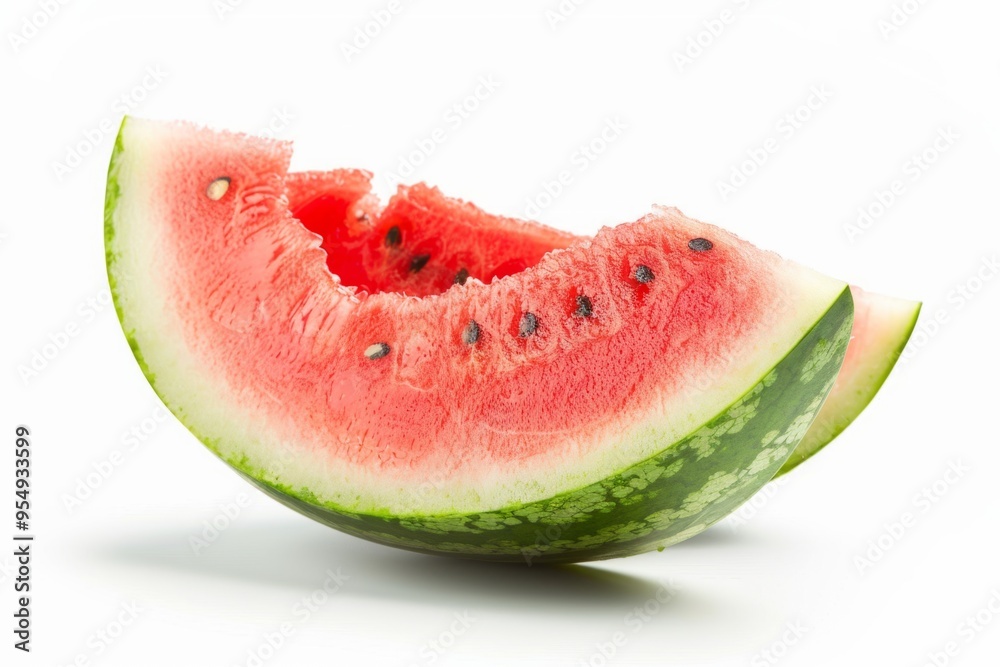 Freshly cut watermelon slice with juicy red flesh and green rind. Perfect for summer picnics and healthy snacks. A vibrant fruit full of flavor and hydration. Generative AI Freshly cut watermelon slice with juicy red flesh and green rind. Perfect for summer picnics and healthy snacks. A vibrant fruit full of flavor and hydration. Generative AI
