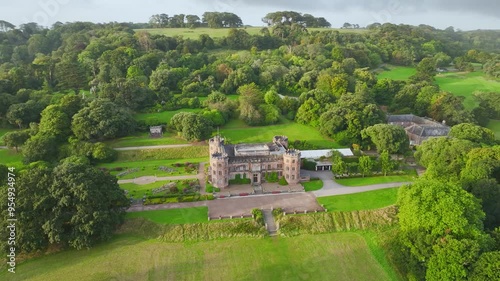 Mount Edgcumbe House and Country Park from a drone, Cremyll, Cornwall, England photo
