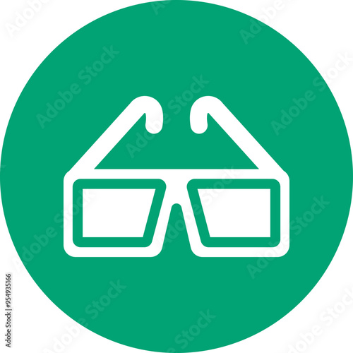 3D Glasses glyph circle icon