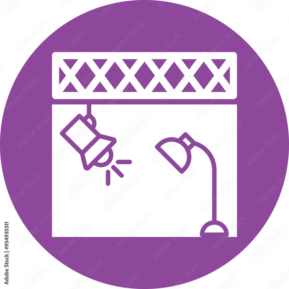 Studio Lights glyph circle icon Studio Lights glyph circle icon