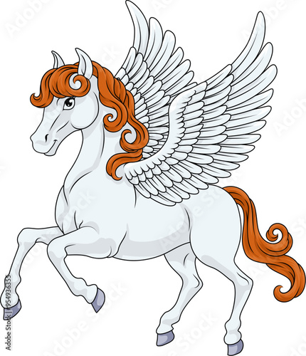 A Pegasus horse with wings ...