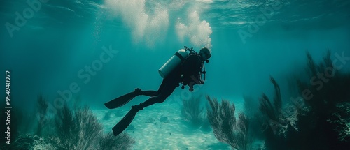 Wallpaper Mural There is a man scuba diving. Torontodigital.ca