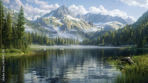 Mountain and lake wallpaper