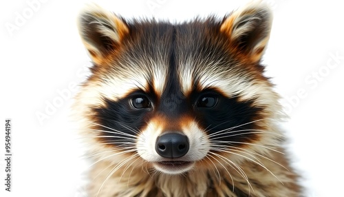 Raccoon face isolated on a white background photo