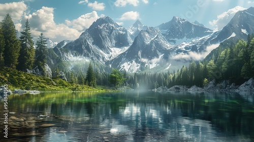 Lake and mountain wallpaper