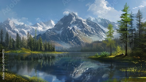 Lake and mountain wallpaper