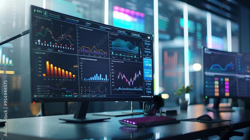 Big data dashboard with real-time analytics vibrant graphs and charts displaying key performance indicators Big data dashboard with real-time analytics vibrant graphs and charts displaying key performance indicators