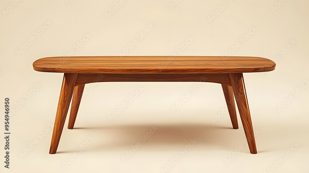 Walnut wood coffee table, mid-century modern design, clean lines, minimalist furniture, rich brown tones, smooth wooden surface, tapered legs, simple elegance. Walnut wood coffee table, mid-century modern design, clean lines, minimalist furniture, rich brown tones, smooth wooden surface, tapered legs, simple elegance.