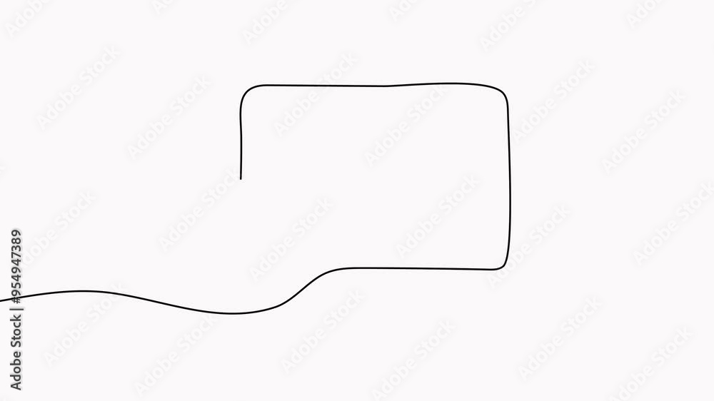 Speech bubble continuous one line drawing animation. Chat linear symbol animated video. Dialogue sign.