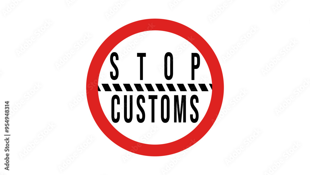 stop customs, black and red isolated silhouette stop customs, black and red isolated silhouette