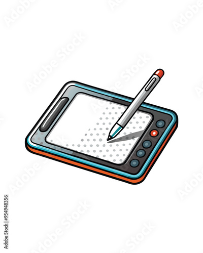 Editable stroke vector of a digital drawing tablet with a stylus.