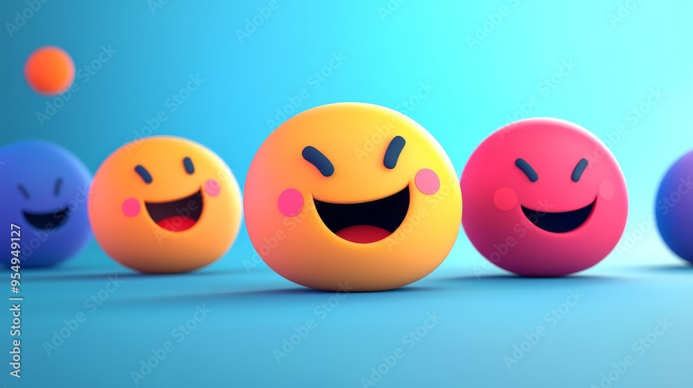 Colorful smiling spheres create a cheerful and joyful atmosphere, perfect for expressing happiness and positivity in design. Colorful smiling spheres create a cheerful and joyful atmosphere, perfect for expressing happiness and positivity in design.