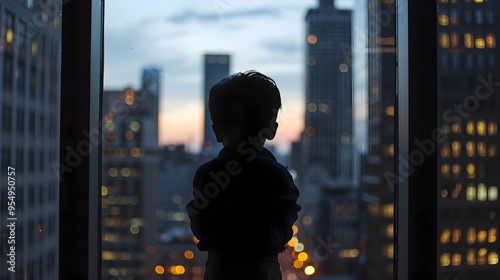 Silhouetted Child Gazes at ...