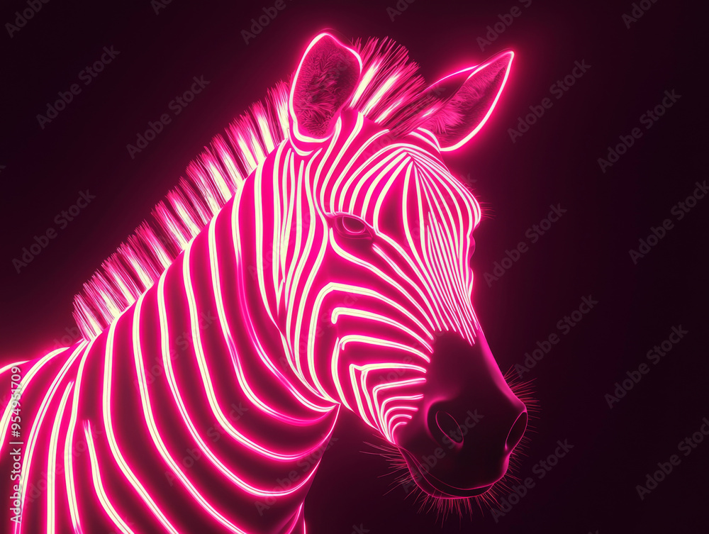 A zebra with a pink stripe on its face