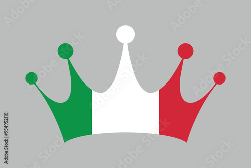 Italy crown shape with flag, Vector flag of Italy, italian flag, vector illustration 