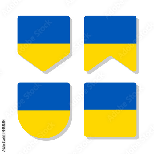High-Quality Vector Illustration of Ukrainian Flag Icon Collection with Premium Silver Frame. Isolated on White Background, Editable and Scalable EPS File, Perfect for Luxury Graphic Design Elements