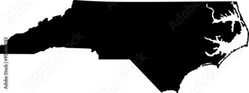 State of North Carolina Silhouette Outline Graphic Design with Transparent Background	