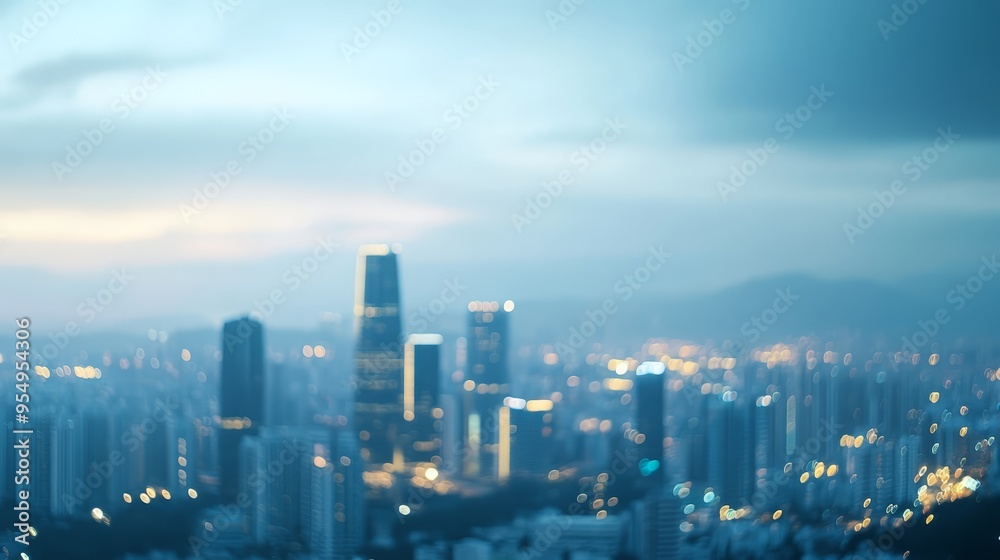 Abstract Blue Cityscape with Bokeh Lights Abstract Blue Cityscape with Bokeh Lights