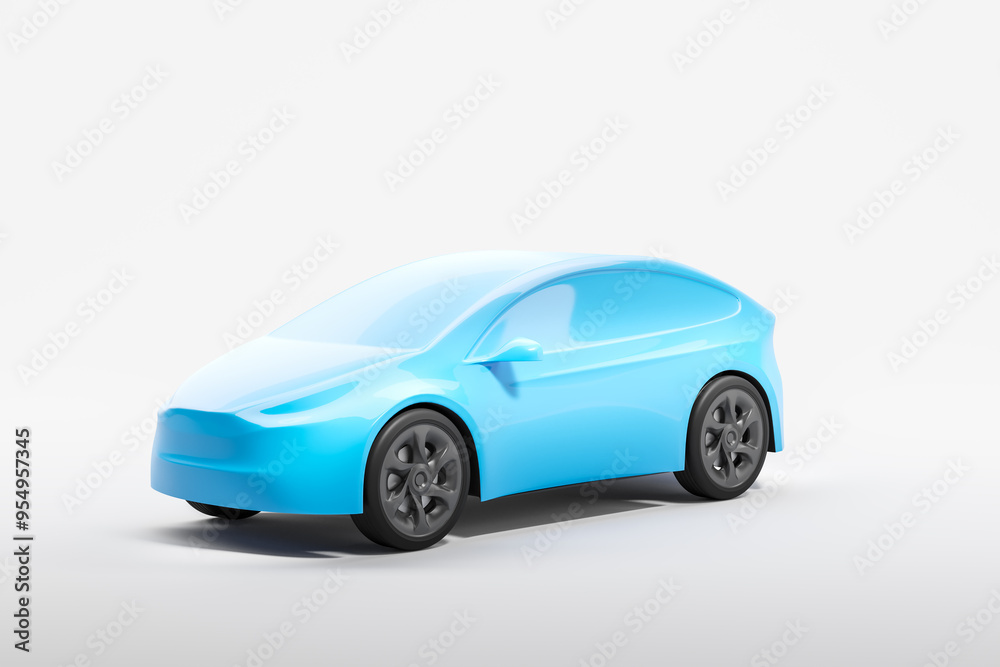 Blue futuristic car model on a white background. 3D Rendering Blue futuristic car model on a white background. 3D Rendering