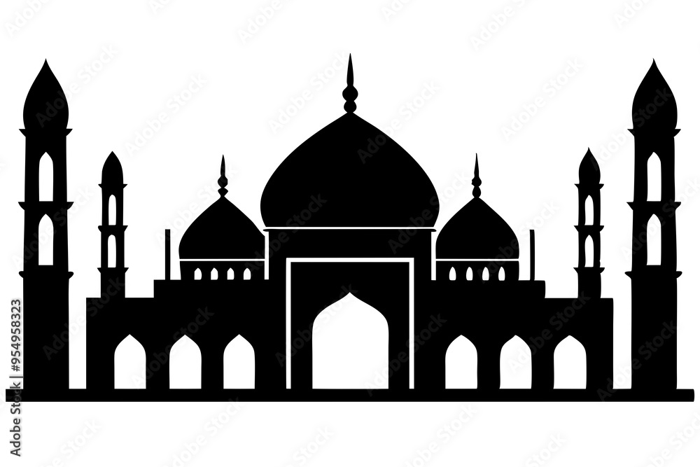 islamic mosque silhouette vector, black silhouette mosque vector illustration islamic mosque silhouette vector, black silhouette mosque vector illustration