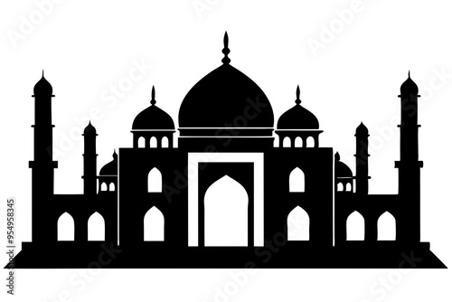 islamic mosque silhouette vector, black silhouette mosque vector illustration