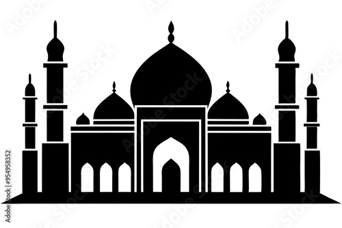 islamic mosque silhouette vector, black silhouette mosque vector illustration