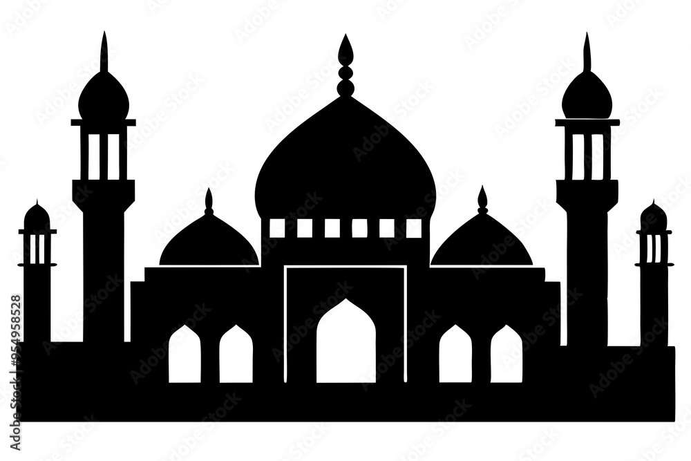 islamic mosque silhouette vector, black silhouette mosque vector illustration islamic mosque silhouette vector, black silhouette mosque vector illustration