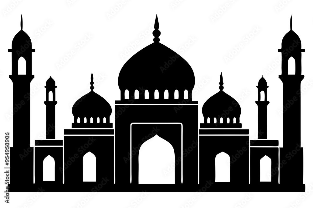 isolated black silhouette of a mosques collection, black silhouette mosque vector illustration isolated black silhouette of a mosques collection, black silhouette mosque vector illustration