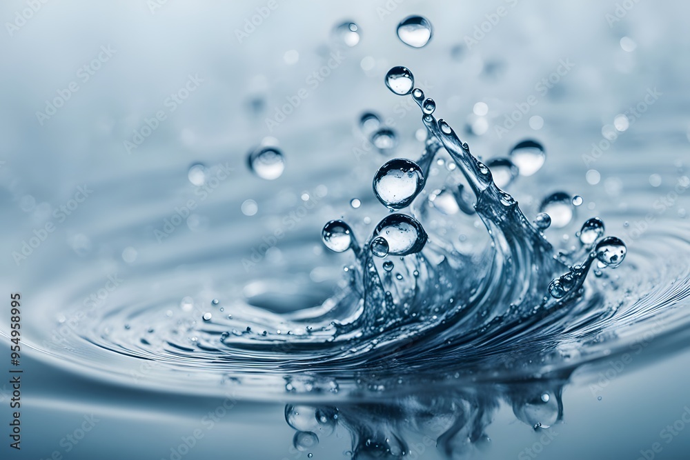 A macro shot of a water splash creates a smooth wave with delicate droplets around it, AI Generated A macro shot of a water splash creates a smooth wave with delicate droplets around it, AI Generated